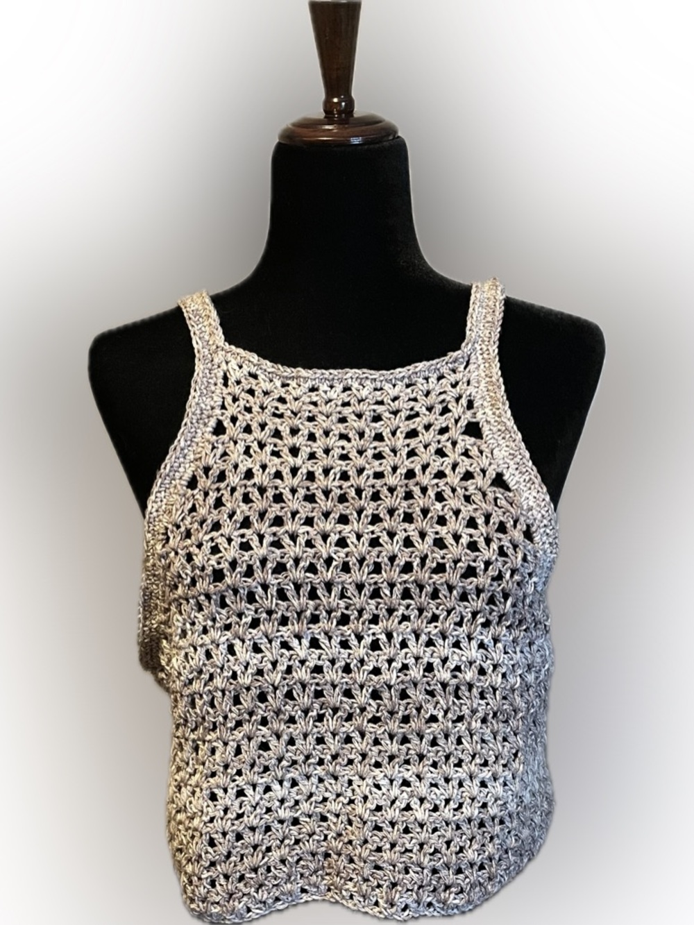 Handmade Neutral Crochet Halter Crop Top size S